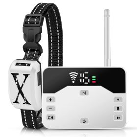 2 In 1 Wireless Electric Dog Fence Waterproof Pet Shock Boundary Containment System Training Collar for Small Medium Large Dogs (Option: White_1Collar)