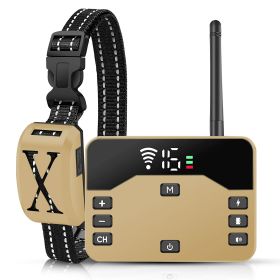 2 In 1 Wireless Electric Dog Fence Waterproof Pet Shock Boundary Containment System Training Collar for Small Medium Large Dogs (Option: Gold_1Collar)