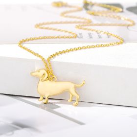 Stainless Steel Necklace Pet Puppy Shape Cute Dog Pendant (Color: Gold)