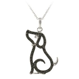 Sterling Silver Black Diamond Accent Dog Pendant (SKU: P12140M4)